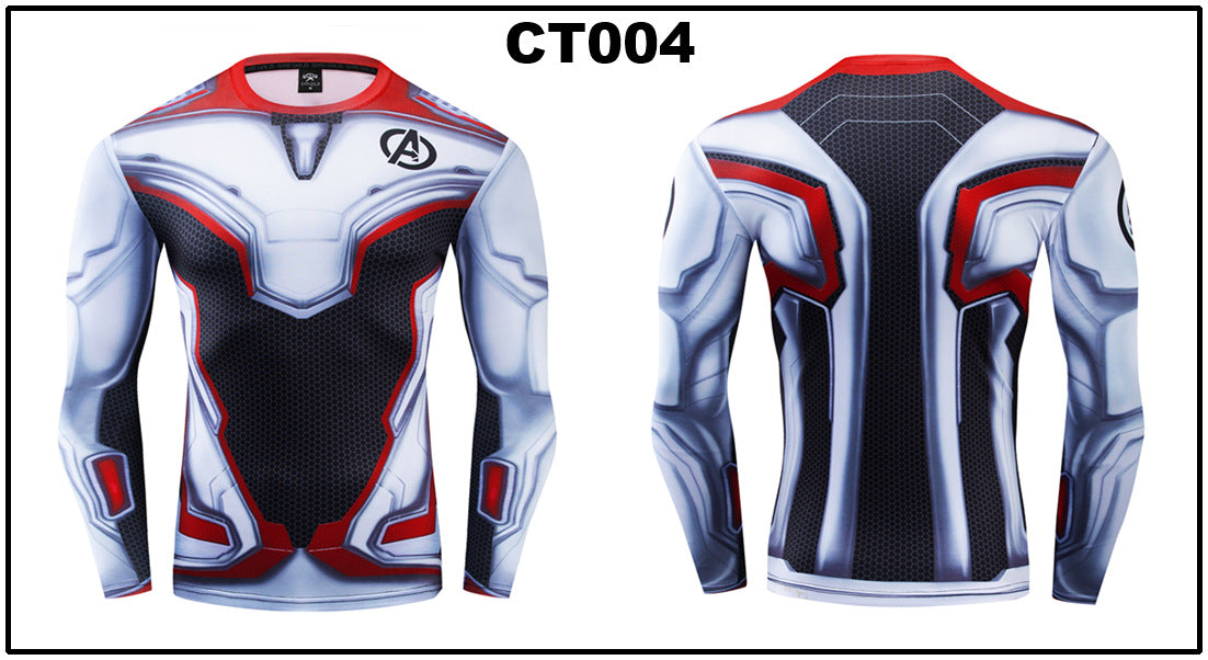 Foreign trade Amazon hot sale Avengers Marvel DC same clothing sports fitness quick-drying clothes long-sleeved T-shirt