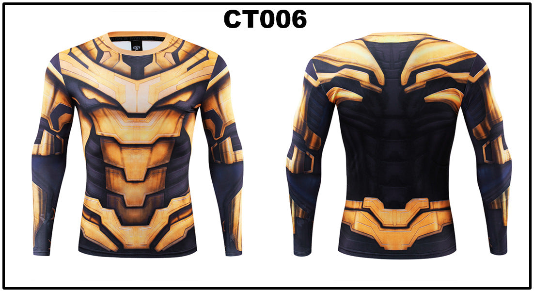 Foreign trade Amazon hot sale Avengers Marvel DC same clothing sports fitness quick-drying clothes long-sleeved T-shirt