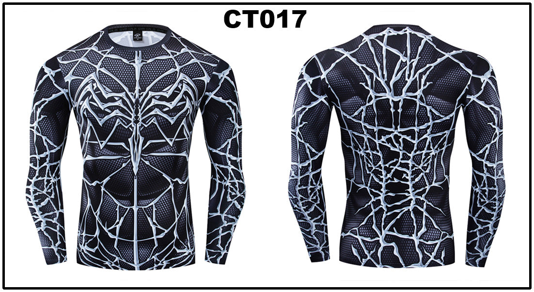 Foreign trade Amazon hot sale Avengers Marvel DC same clothing sports fitness quick-drying clothes long-sleeved T-shirt