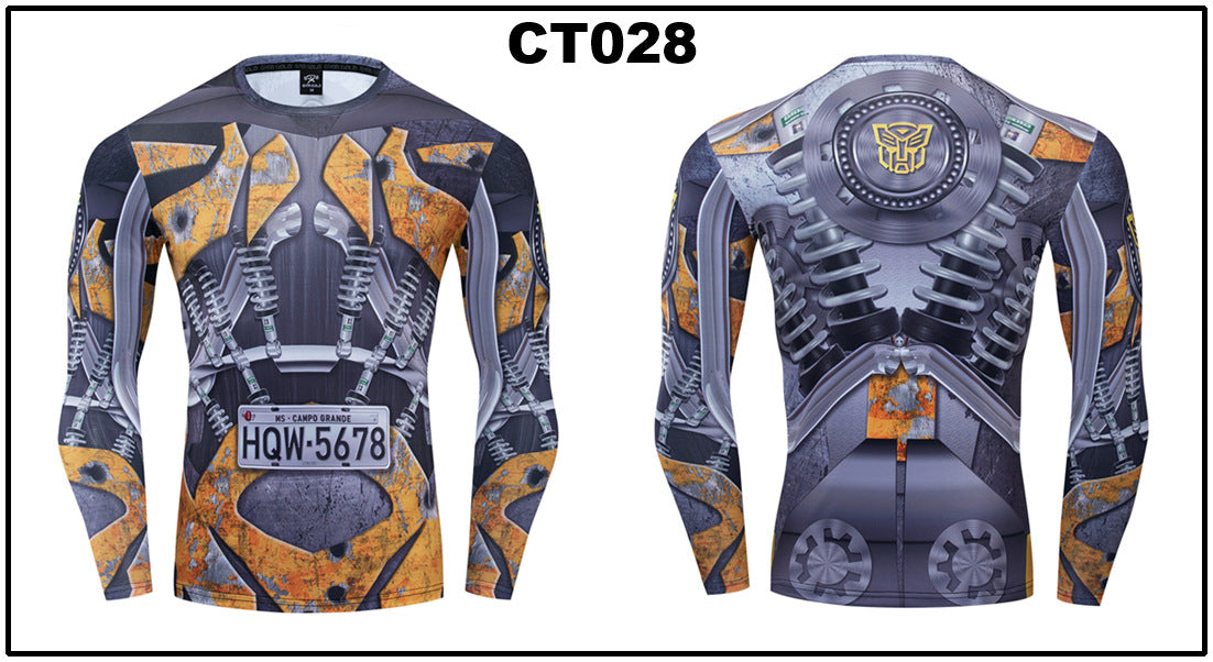 Foreign trade Amazon hot sale Avengers Marvel DC same clothing sports fitness quick-drying clothes long-sleeved T-shirt