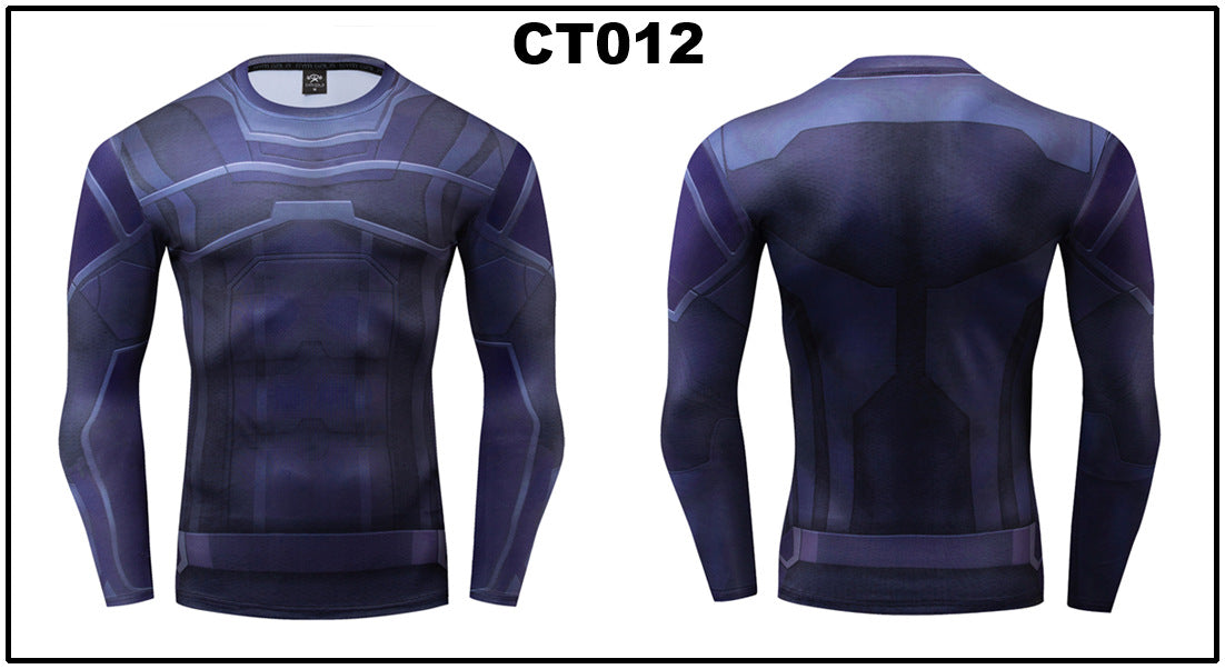 Foreign trade Amazon hot sale Avengers Marvel DC same clothing sports fitness quick-drying clothes long-sleeved T-shirt