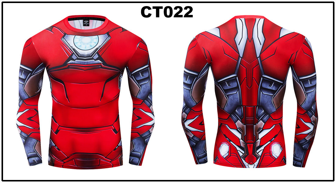 Foreign trade Amazon hot sale Avengers Marvel DC same clothing sports fitness quick-drying clothes long-sleeved T-shirt