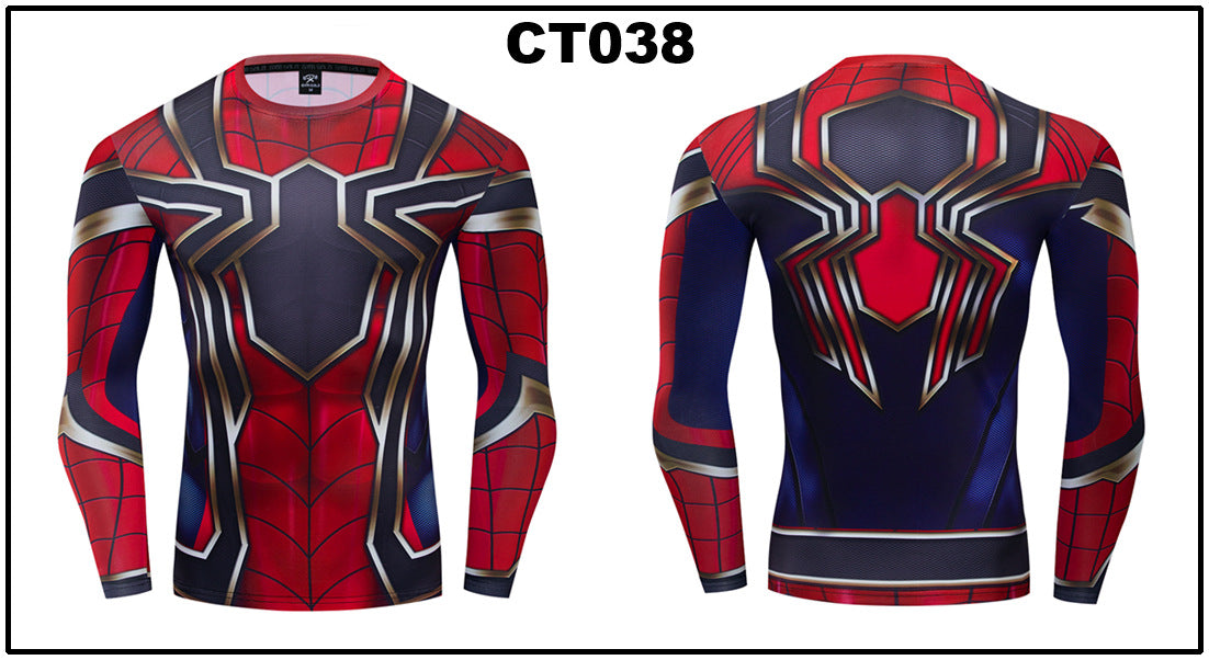 Foreign trade Amazon hot sale Avengers Marvel DC same clothing sports fitness quick-drying clothes long-sleeved T-shirt