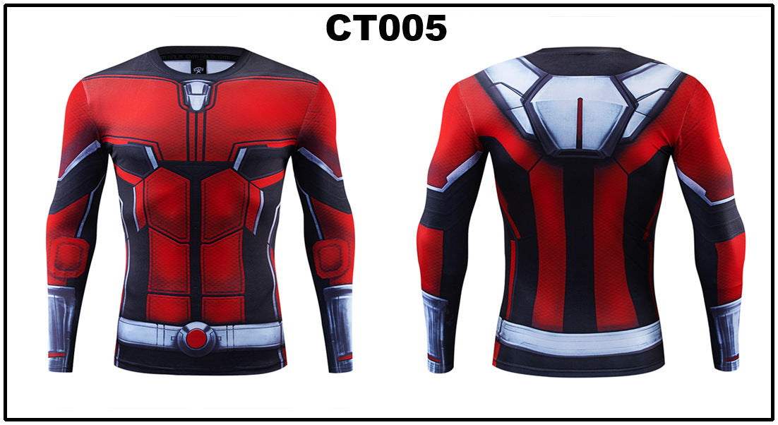 Foreign trade Amazon hot sale Avengers Marvel DC same clothing sports fitness quick-drying clothes long-sleeved T-shirt
