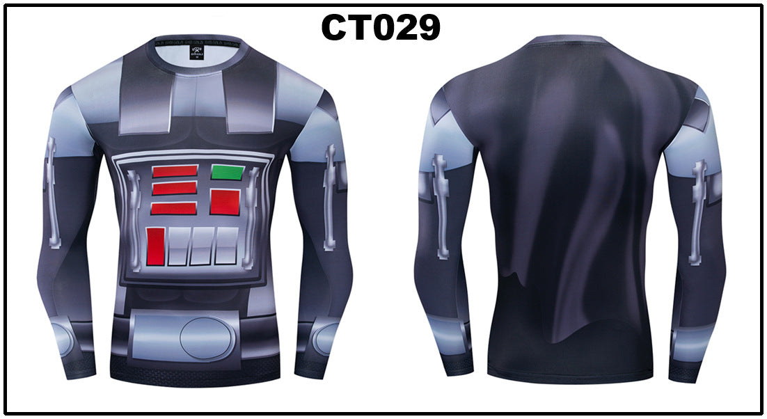 Foreign trade Amazon hot sale Avengers Marvel DC same clothing sports fitness quick-drying clothes long-sleeved T-shirt