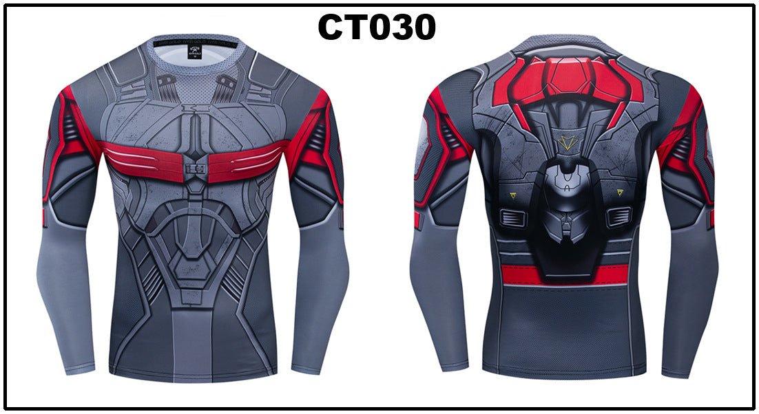 Foreign trade Amazon hot sale Avengers Marvel DC same clothing sports fitness quick-drying clothes long-sleeved T-shirt