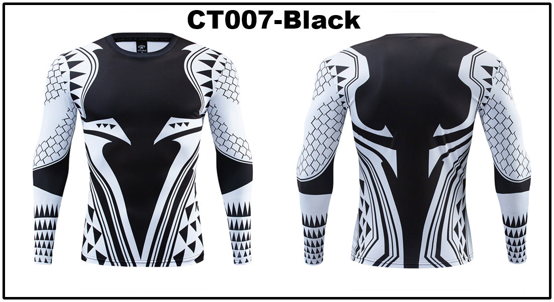 Foreign trade Amazon hot sale Avengers Marvel DC same clothing sports fitness quick-drying clothes long-sleeved T-shirt