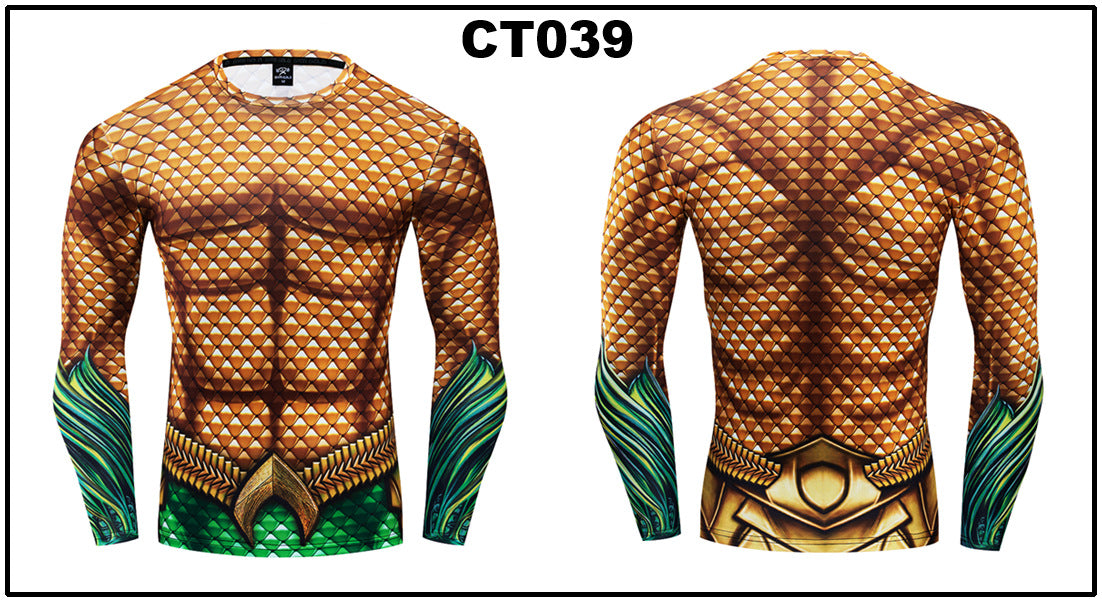 Foreign trade Amazon hot sale Avengers Marvel DC same clothing sports fitness quick-drying clothes long-sleeved T-shirt