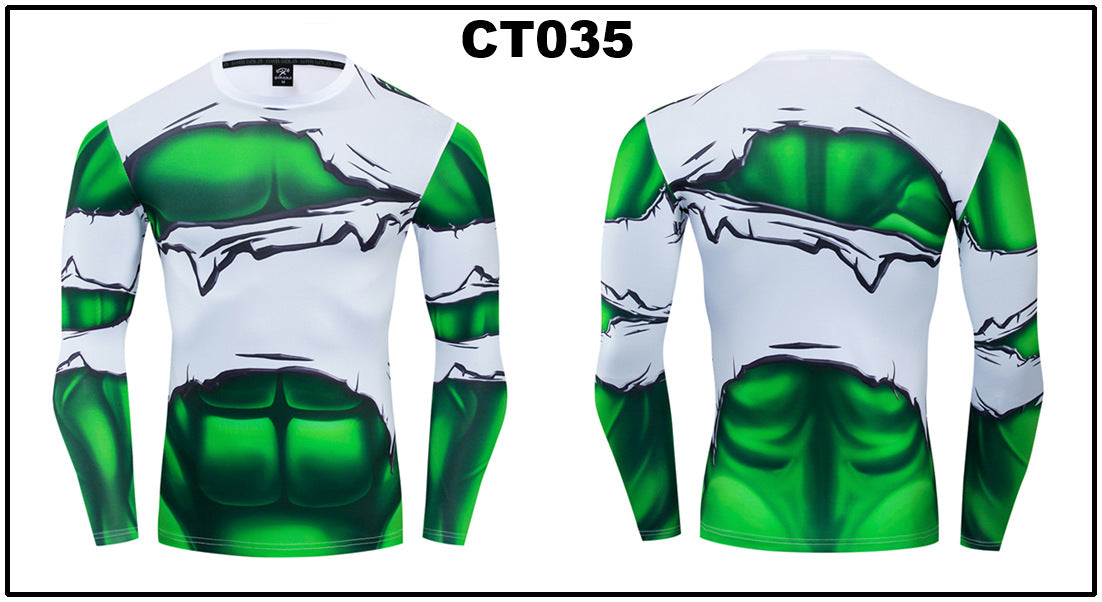 Foreign trade Amazon hot sale Avengers Marvel DC same clothing sports fitness quick-drying clothes long-sleeved T-shirt