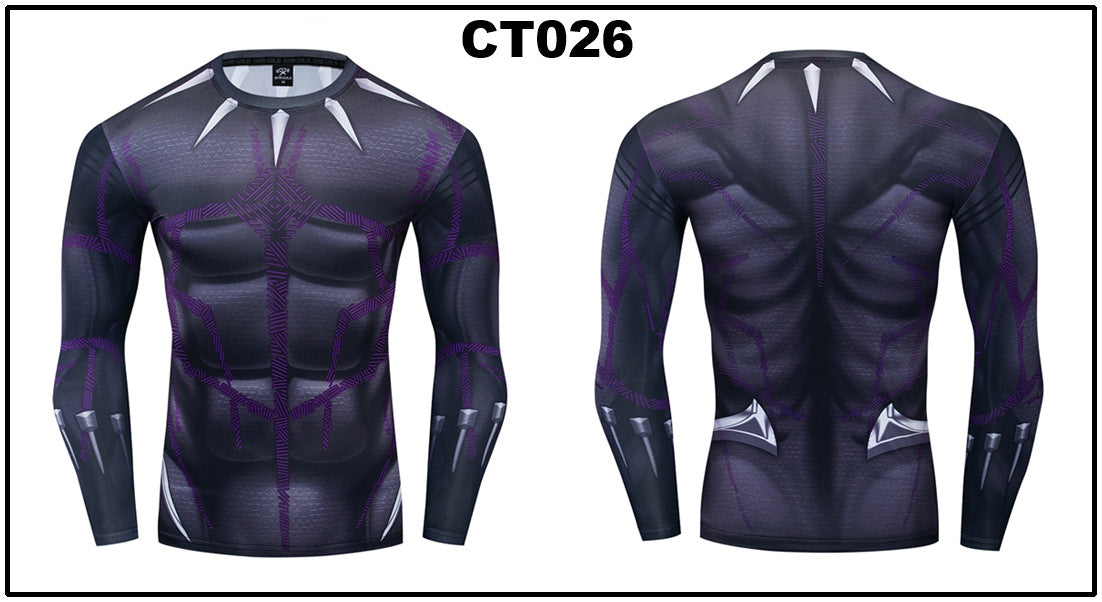 Foreign trade Amazon hot sale Avengers Marvel DC same clothing sports fitness quick-drying clothes long-sleeved T-shirt