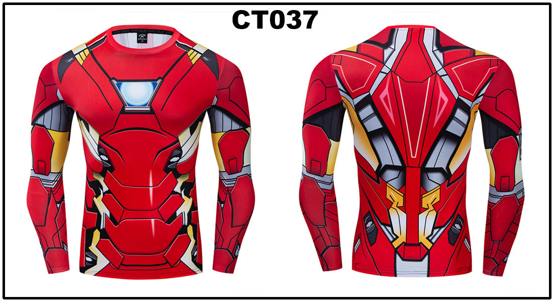 Foreign trade Amazon hot sale Avengers Marvel DC same clothing sports fitness quick-drying clothes long-sleeved T-shirt