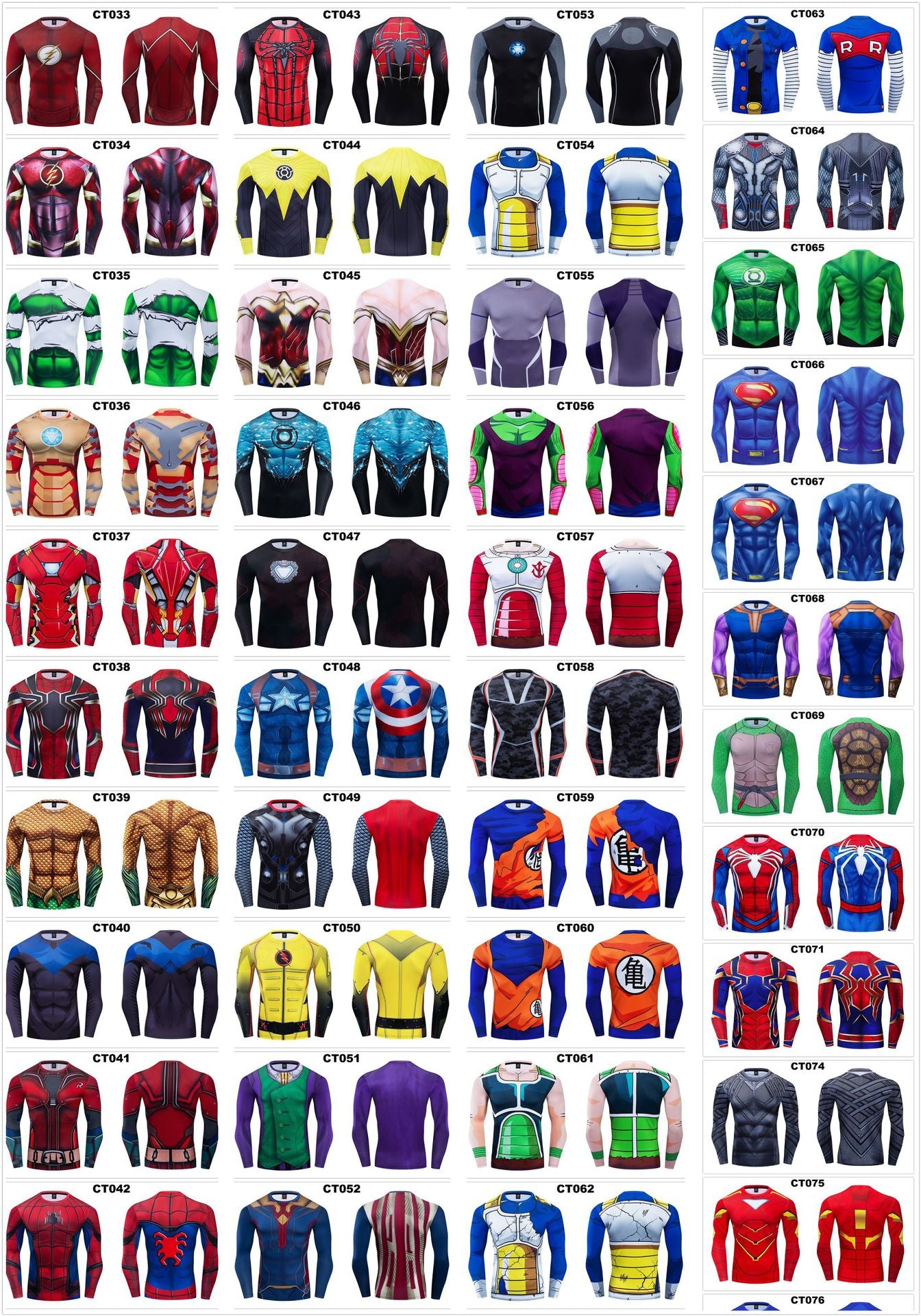 Foreign trade Amazon hot sale Avengers Marvel DC same clothing sports fitness quick-drying clothes long-sleeved T-shirt