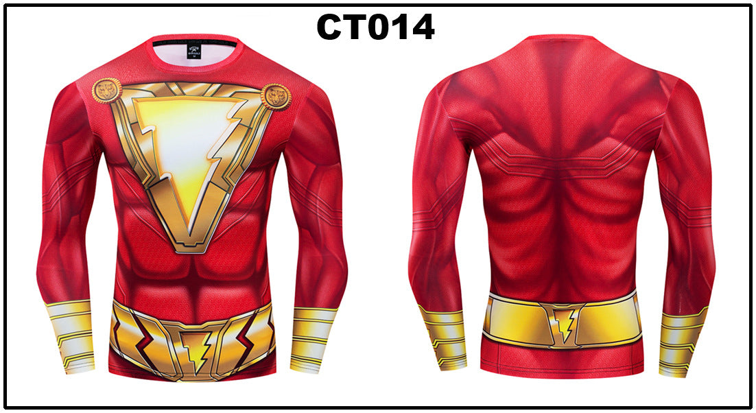 Foreign trade Amazon hot sale Avengers Marvel DC same clothing sports fitness quick-drying clothes long-sleeved T-shirt
