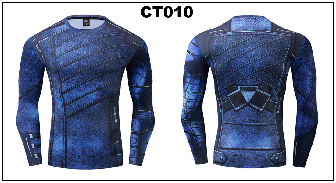 Foreign trade Amazon hot sale Avengers Marvel DC same clothing sports fitness quick-drying clothes long-sleeved T-shirt