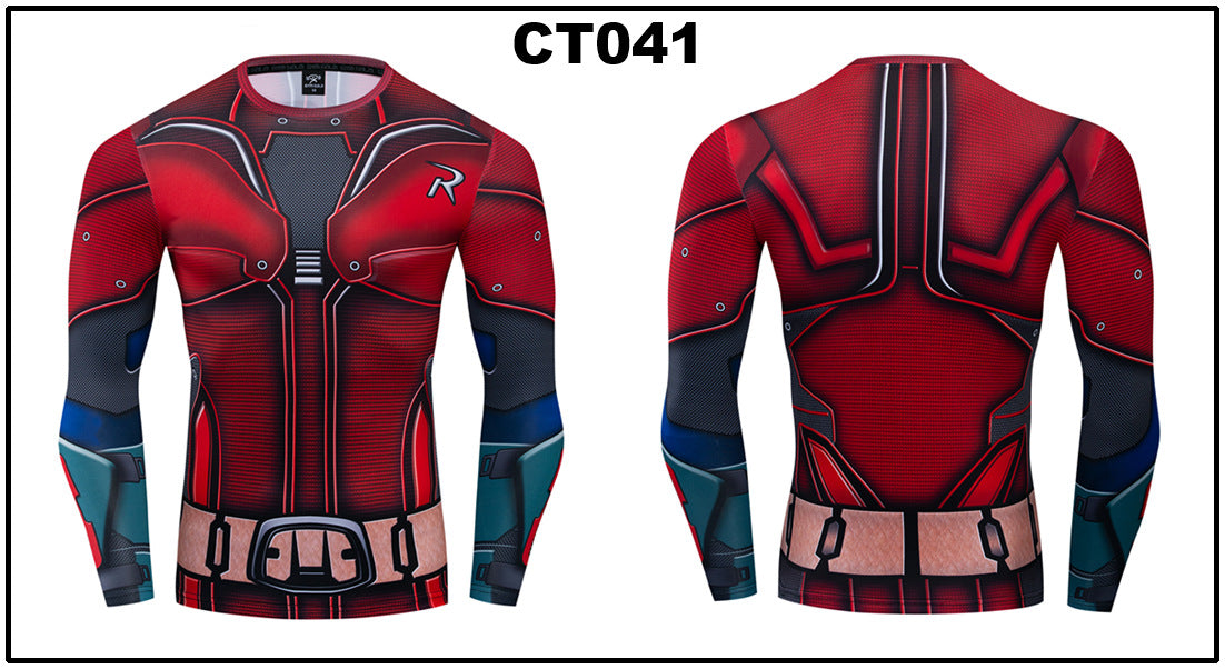 Foreign trade Amazon hot sale Avengers Marvel DC same clothing sports fitness quick-drying clothes long-sleeved T-shirt