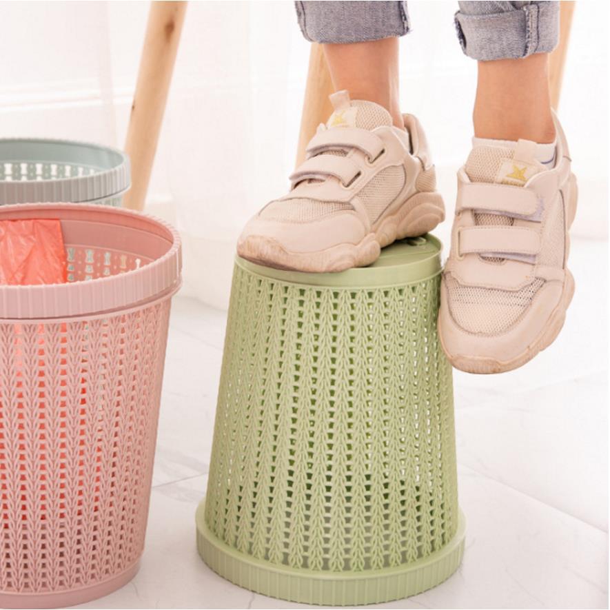 Round trash can automatic bag changer bag household can hold garbage bags kitchen pressure ring bag hollow environmentally friendly wastebasket