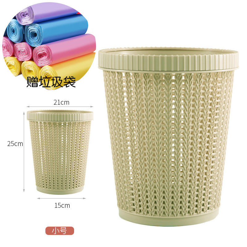 Round trash can automatic bag changer bag household can hold garbage bags kitchen pressure ring bag hollow environmentally friendly wastebasket