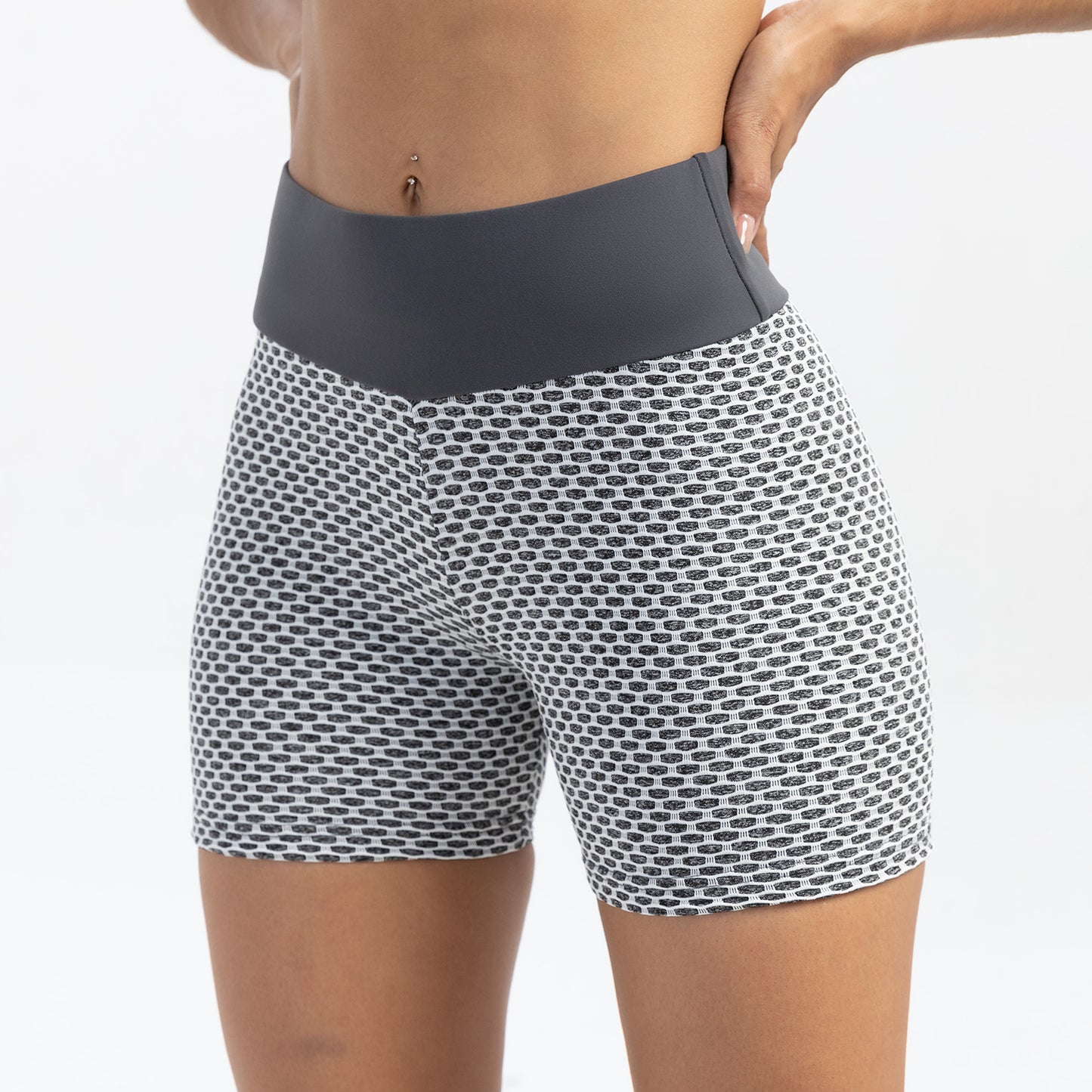 Sports shorts women high waist peach hip yoga pants bubble jacquard fitness pants summer tight shorts