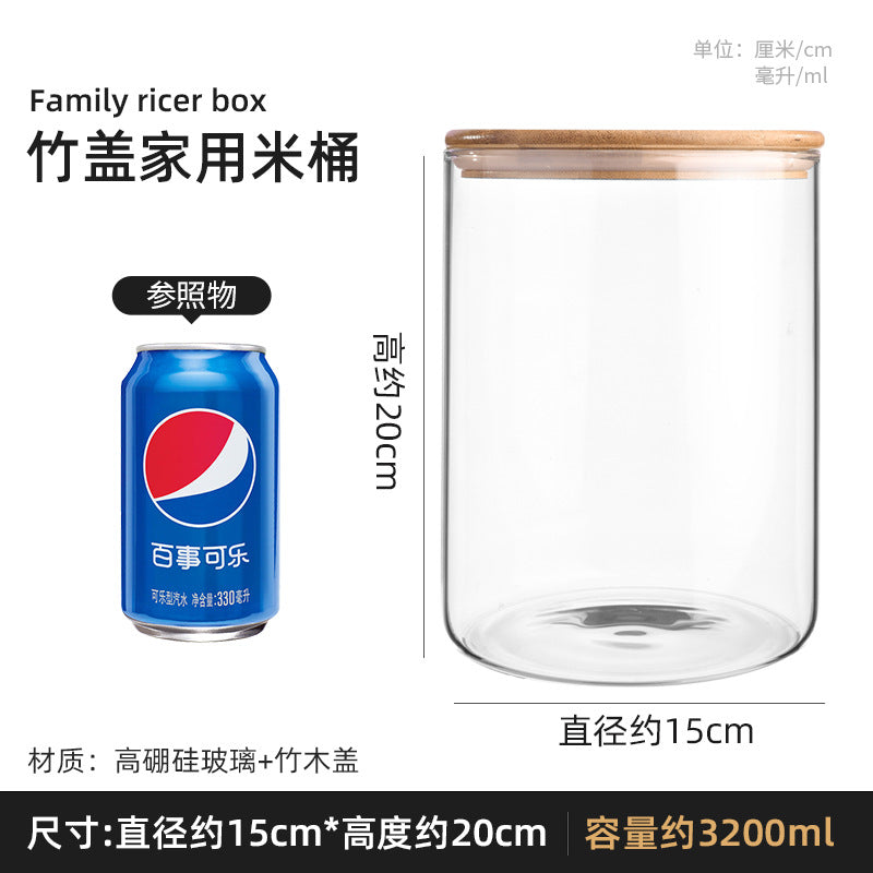 Manufacturers directly supply high borosilicate glass sealed jars kitchen sealed storage jars tea cans wooden lid glass storage jars