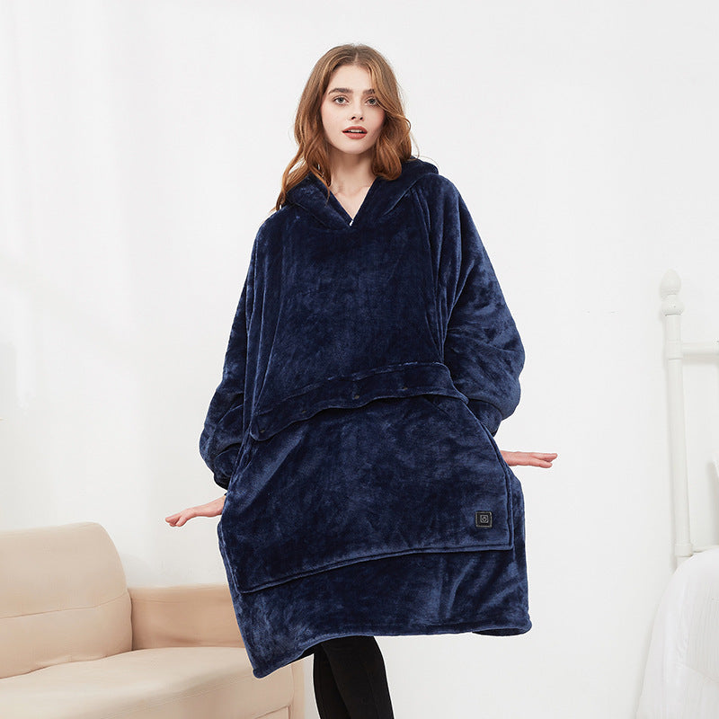 Three-zone heating electric blanket USB rechargeable sweater pullover heating couple home clothes thick large size hooded