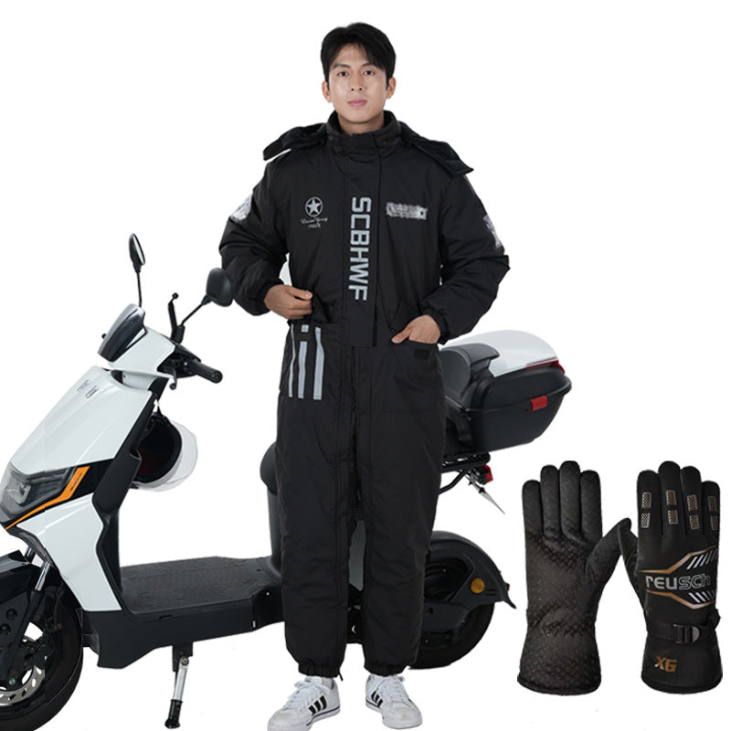 Winter outdoor cold-proof clothing one-piece work clothes cycling fishing takeaway running errands cold storage cycling clothes motorcycle windshield