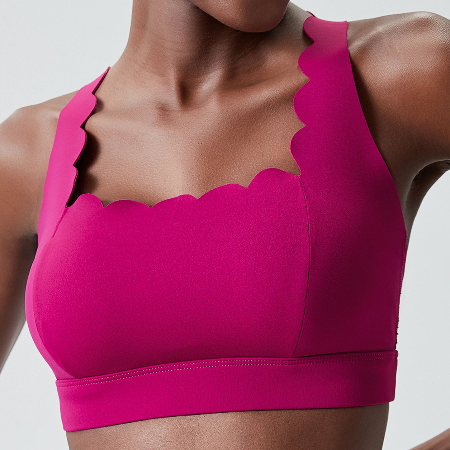 Small wave plastic elastic liquid glue sports underwear women's large size cross-border tight seamless quick-drying fitness yoga bra