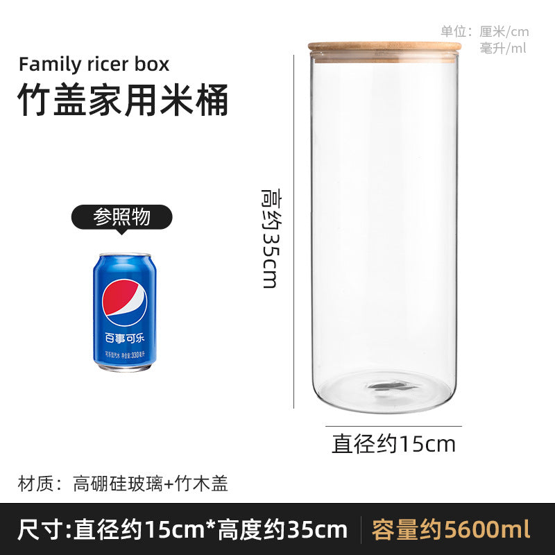 Manufacturers directly supply high borosilicate glass sealed jars kitchen sealed storage jars tea cans wooden lid glass storage jars