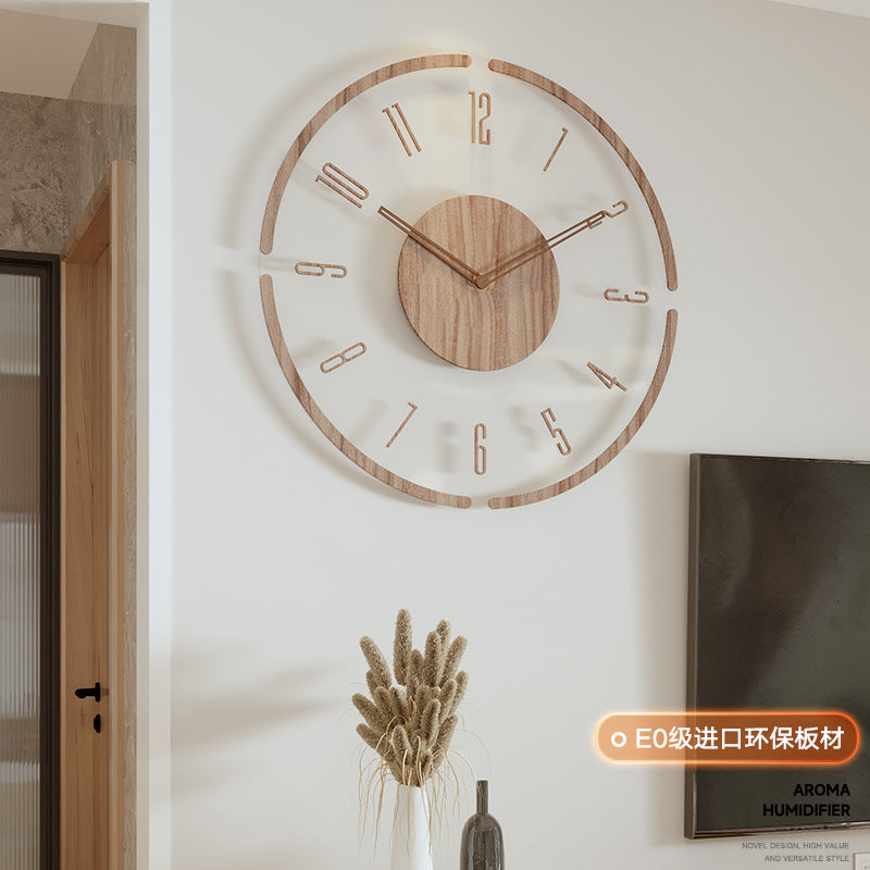 Clock wall clock living room 2022 new solid wood creative silent Nordic simple quartz clock atmospheric wall clock