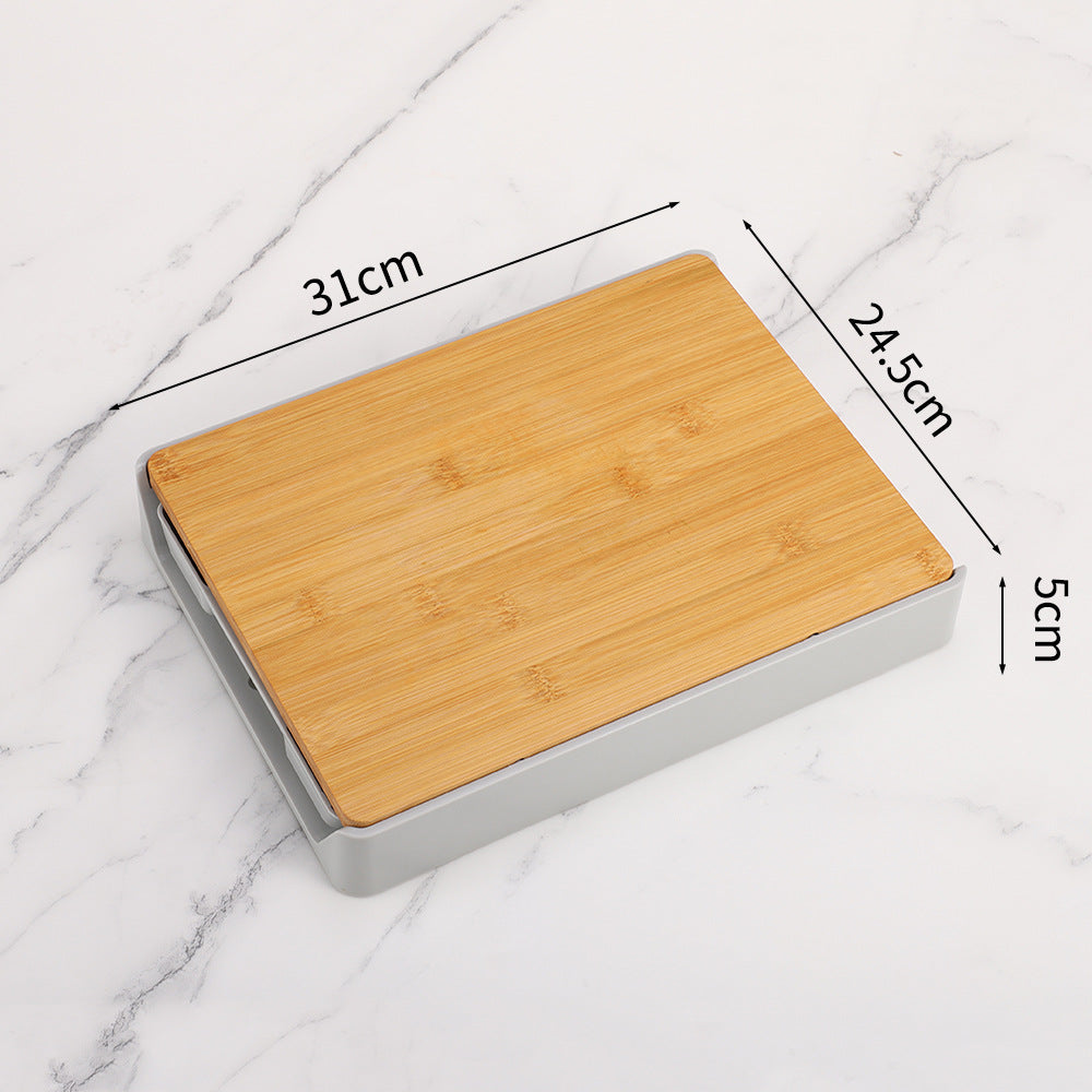 Household chopping board drawer-type chopping board bamboo chopping board can be hung multifunctional fruit and vegetable kitchen supplies cutting board