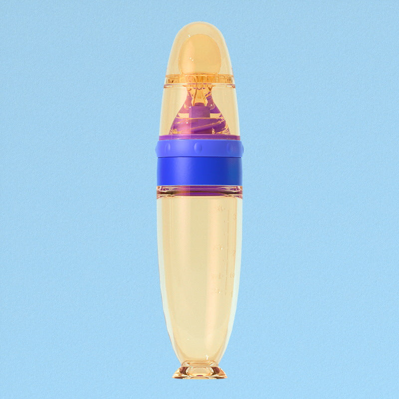 Factory direct sales suction cup rice cereal bottle baby food spoon children's milk bottle nano silver soft spoon head rice cereal bottle