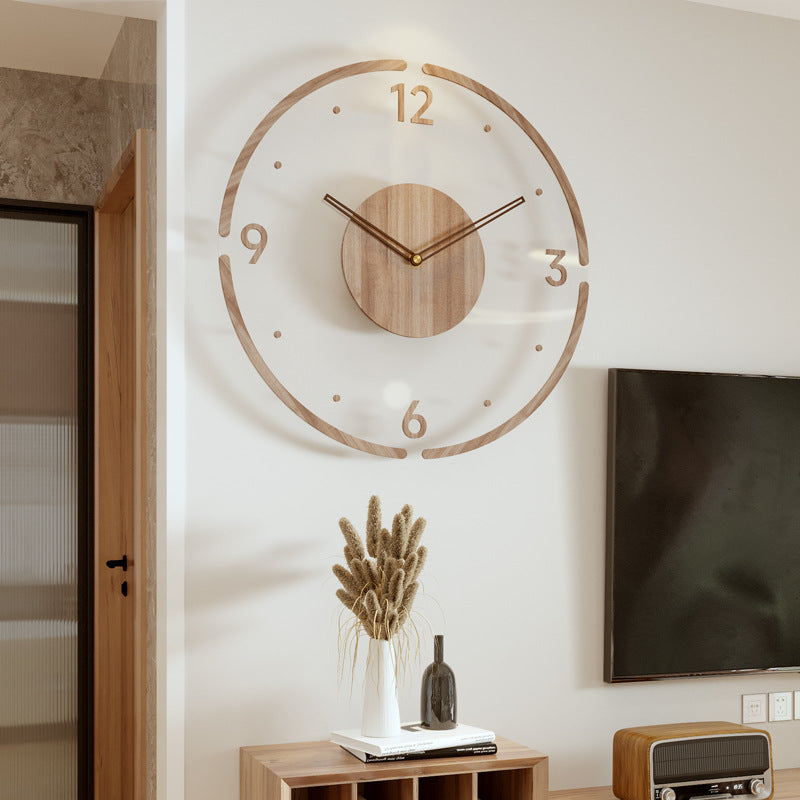 Clock wall clock living room 2022 new solid wood creative silent Nordic simple quartz clock atmospheric wall clock