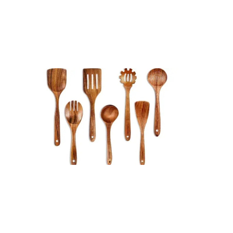 Teak cooking set Acacia wood kitchenware long handle spatula vegetable spatula solid wood spatula spoon fork non-stick pan kitchen 10 piece set