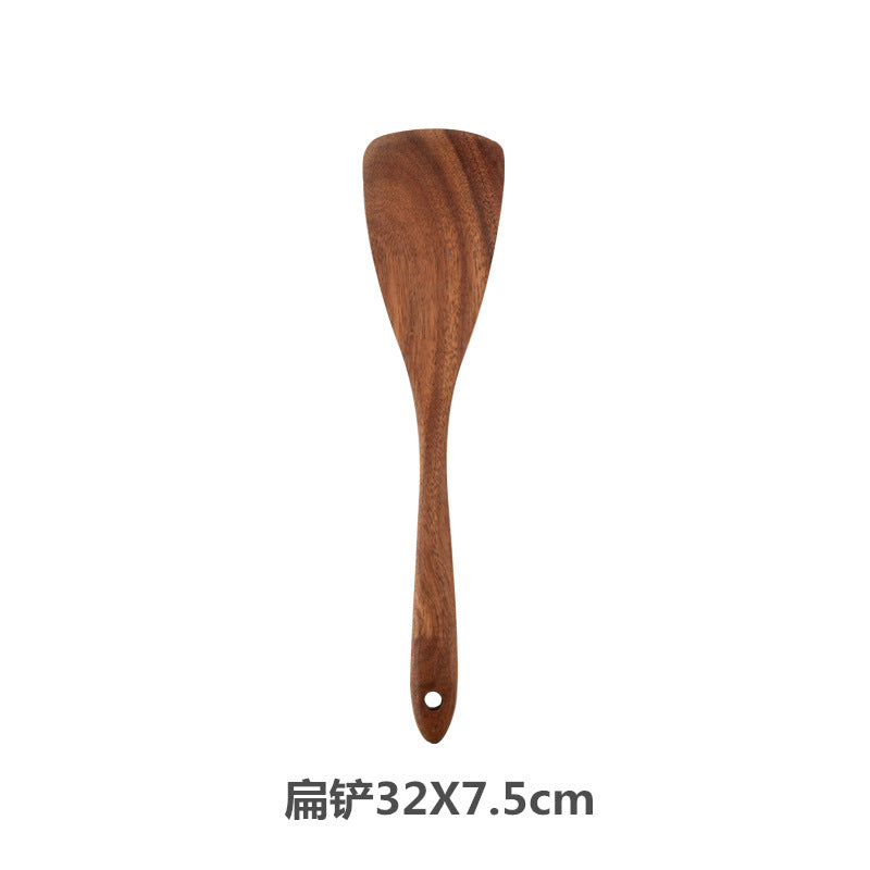 Teak cooking set Acacia wood kitchenware long handle spatula vegetable spatula solid wood spatula spoon fork non-stick pan kitchen 10 piece set