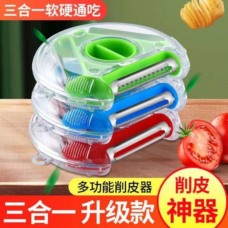 Three-in-one multifunctional peeler household potato shreds peeling knife kitchen utensils planer apple melon fruit