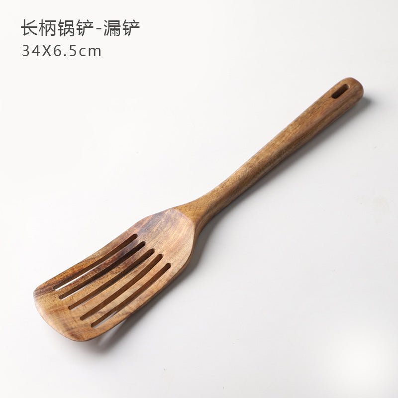 Teak cooking set Acacia wood kitchenware long handle spatula vegetable spatula solid wood spatula spoon fork non-stick pan kitchen 10 piece set