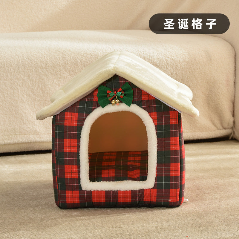 House-shaped pet cat bed universal pet bed for all seasons Arctic velvet super soft cat bed dog bed pet supplies removable and washable