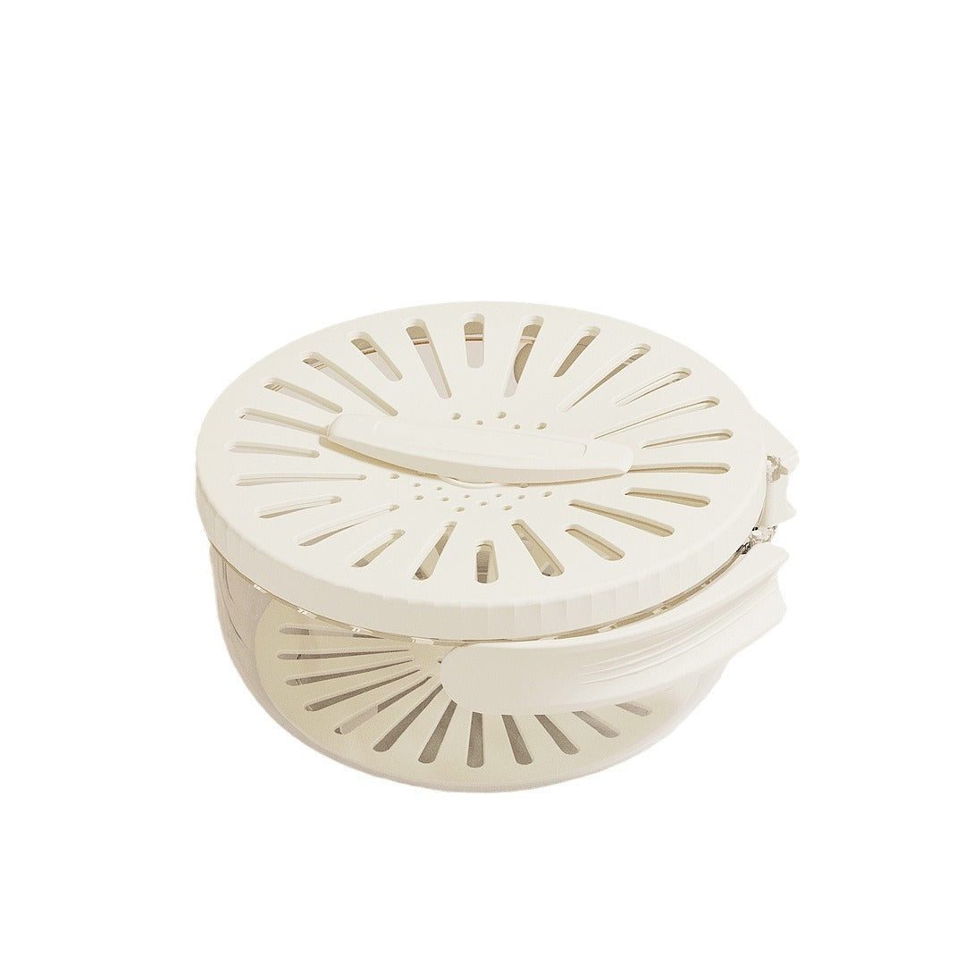 Fruit drain basket double handle washing vegetables kitchen household multifunctional fruit and vegetable basket artifact folding fresh-keeping box