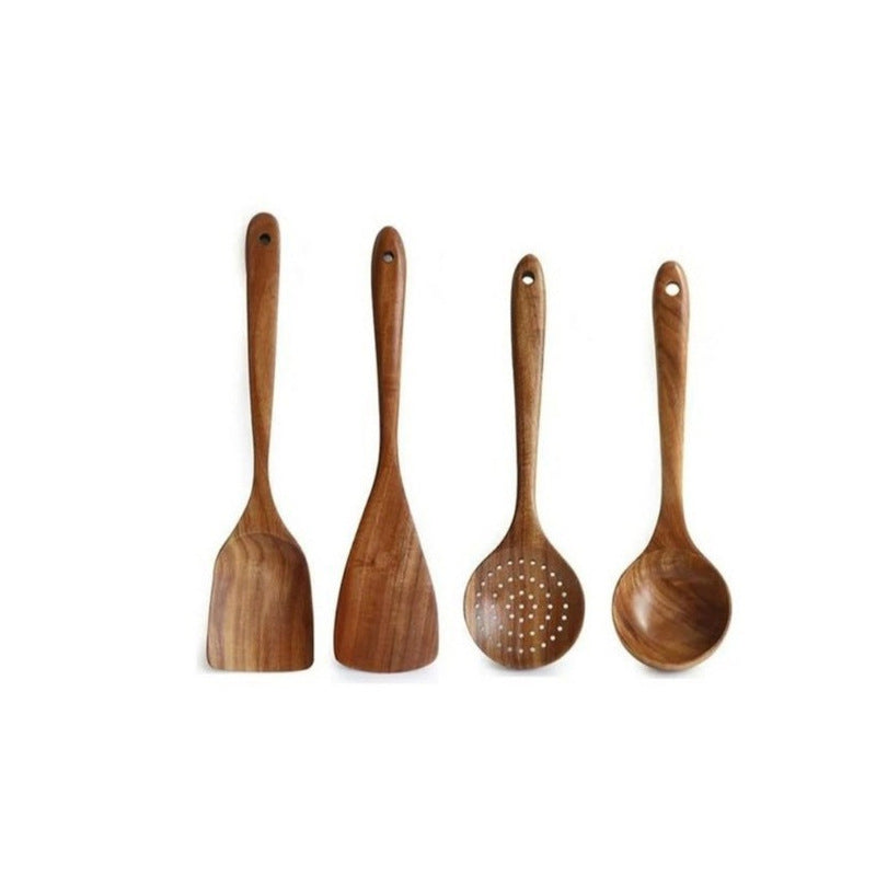 Teak cooking set Acacia wood kitchenware long handle spatula vegetable spatula solid wood spatula spoon fork non-stick pan kitchen 10 piece set