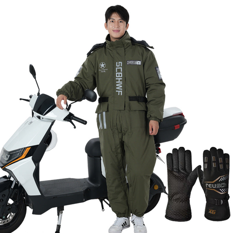 Winter outdoor cold-proof clothing one-piece work clothes cycling fishing takeaway running errands cold storage cycling clothes motorcycle windshield