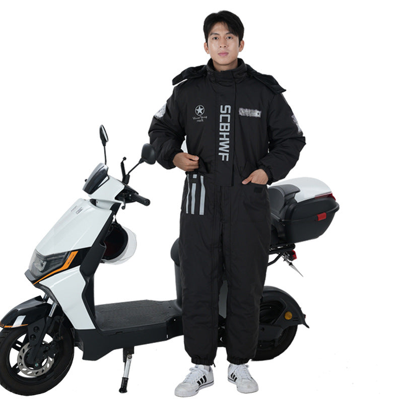 Winter outdoor cold-proof clothing one-piece work clothes cycling fishing takeaway running errands cold storage cycling clothes motorcycle windshield