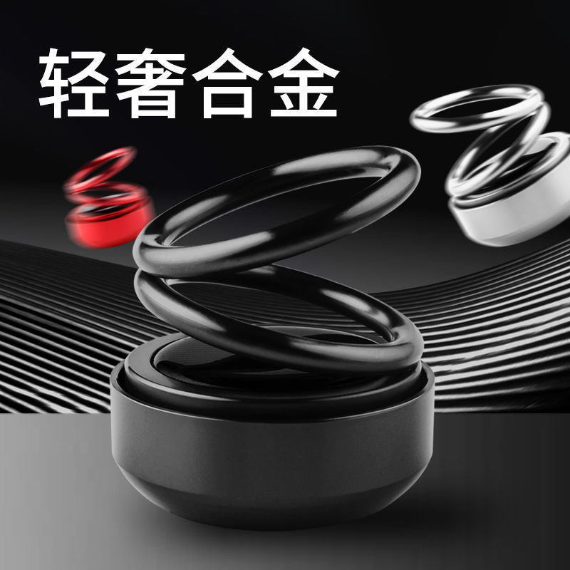 Car Aromatherapy Solar Double Ring Suspended Rotating Ornaments Creative Car Interior Decorations
