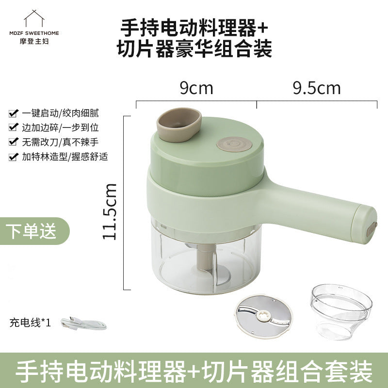 Gatling Electric Vegetable Cutter Kitchen Household Garlic Stirrer Wireless Multi-function Electric Cooking Supplementary Food Machine Garlic Crushers