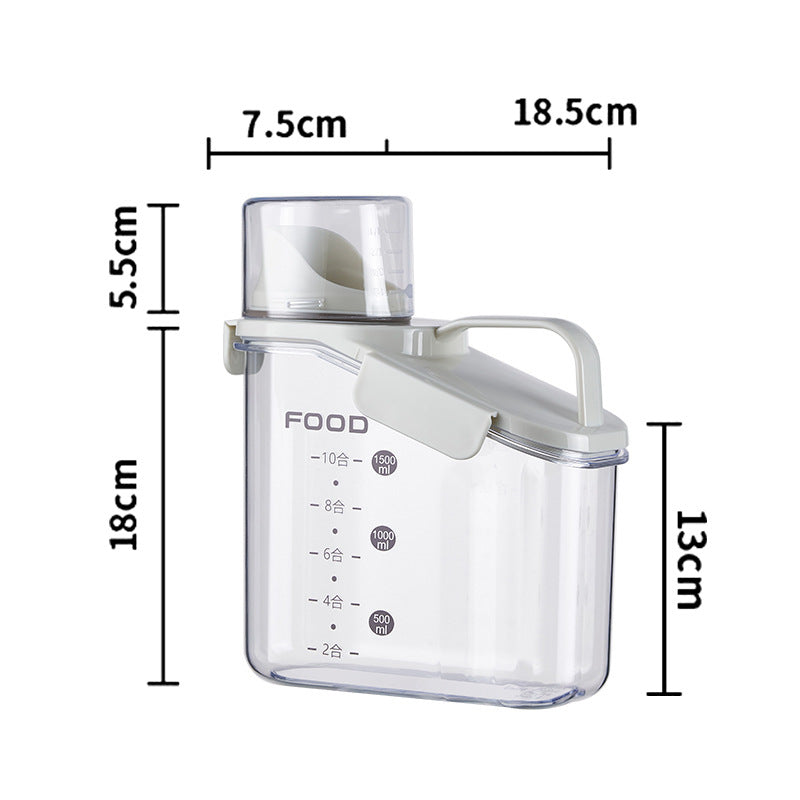 Kitchen grain storage jar grain storage jar transparent rice bucket flour jar plastic sealed jar storage box