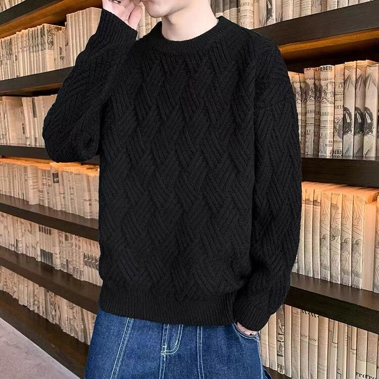 Thickened twisted new sweater men's winter versatile base shirt autumn and winter warm clothes knitted sweater winter sweater