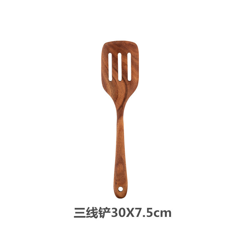 Teak cooking set Acacia wood kitchenware long handle spatula vegetable spatula solid wood spatula spoon fork non-stick pan kitchen 10 piece set