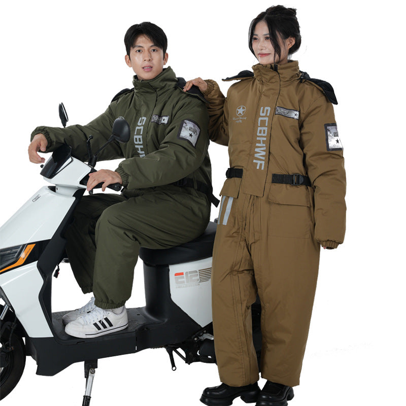Winter outdoor cold-proof clothing one-piece work clothes cycling fishing takeaway running errands cold storage cycling clothes motorcycle windshield
