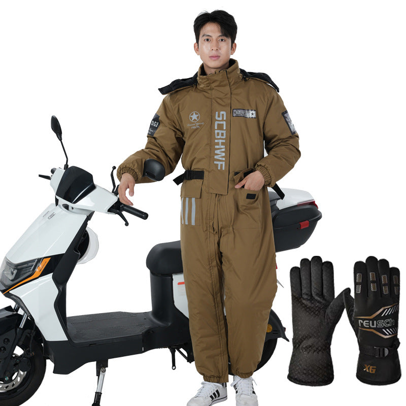 Winter outdoor cold-proof clothing one-piece work clothes cycling fishing takeaway running errands cold storage cycling clothes motorcycle windshield