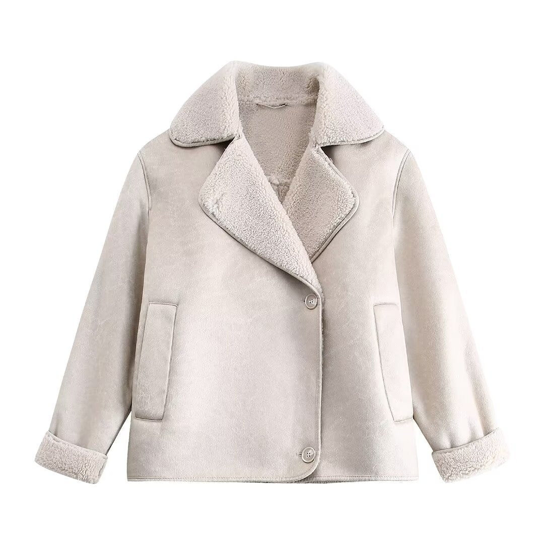 Foreign trade women's autumn and winter new loose fur integrated warm jacket women's mlb coat clothes
cotton clothes