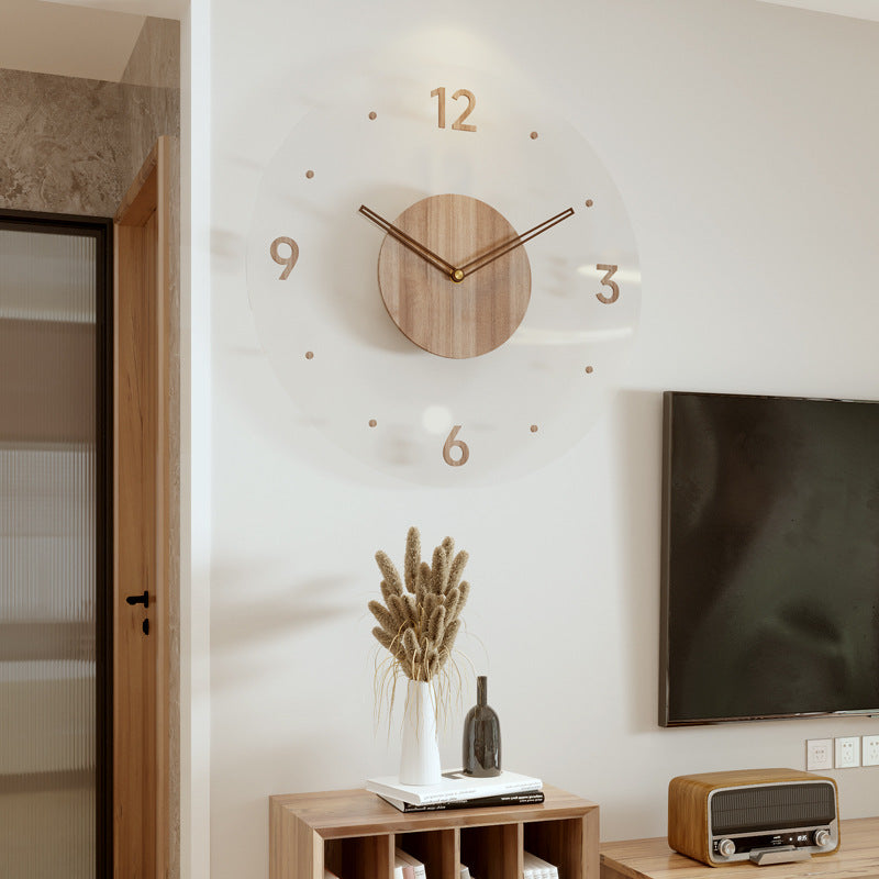 Clock wall clock living room 2022 new solid wood creative silent Nordic simple quartz clock atmospheric wall clock