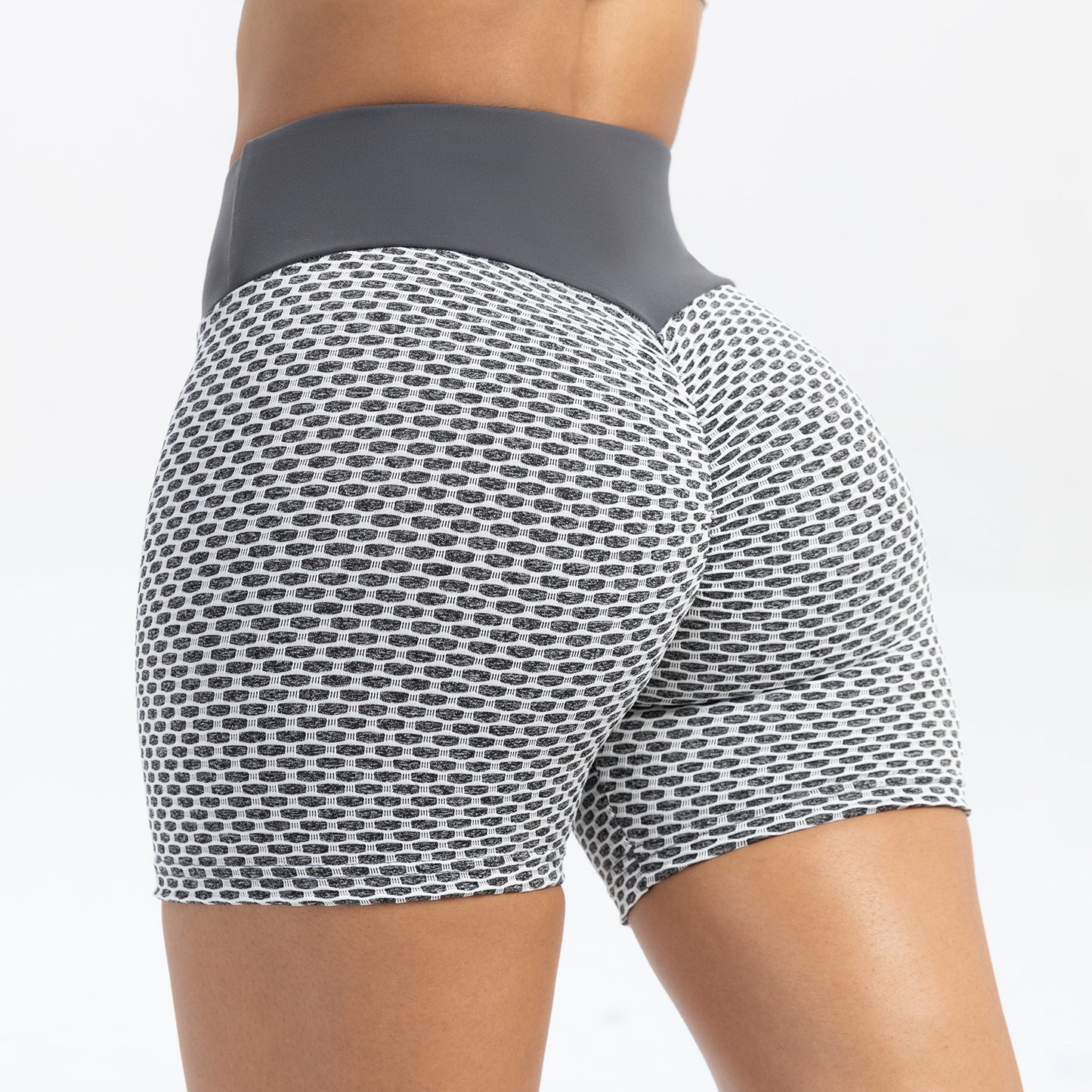 Sports shorts women high waist peach hip yoga pants bubble jacquard fitness pants summer tight shorts
